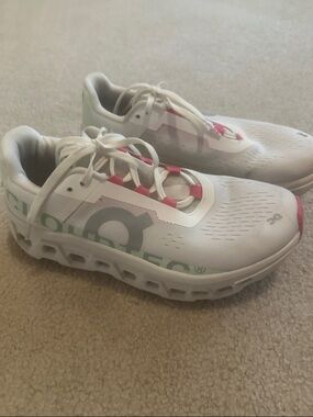 On Cloud Women's Running Shoes - White with Pink Accents